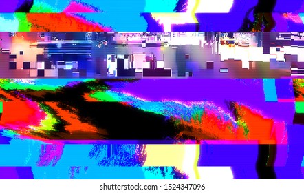 Error playing video from the surveillance camera. Faded online television broadcast. Screen of a damaged computer monitor in the event of a malfunction. Vector illustration.