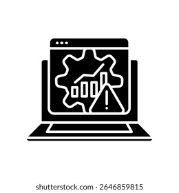 Error prediction system black flat icon for digital and print projects.  Minimal clean icons for apps and websites. Modern simple icons for UI UX and branding