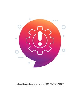 error in process icon with a gear, vector