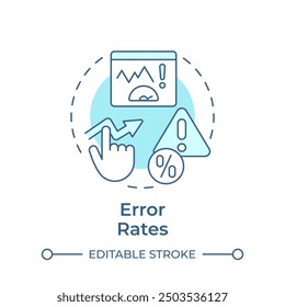 Error rates soft blue concept icon. Software bugs, coding issues. Efficiency meter. Round shape line illustration. Abstract idea. Graphic design. Easy to use in infographic, presentation