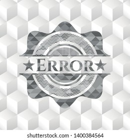 Error realistic grey emblem with geometric cube white background