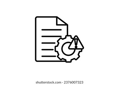 Error report icon. document with gear and exclamation mark. icon related to warning, notification. suitable for app, user interfaces, printable etc. Line icon style. Simple vector design editable