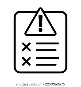 Error report icon, failed test vector icon.