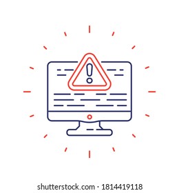 Icono de línea de informe de error en blanco