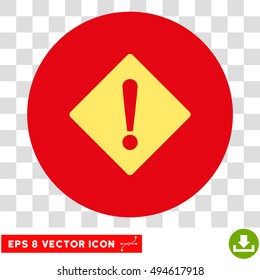 Error Rhombus round icon. Vector EPS illustration style is flat iconic bicolor symbol, yellow and intensive red colors, transparent background.