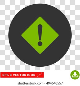 Error Rhombus round icon. Vector EPS illustration style is flat iconic bicolor symbol, eco green and gray colors, transparent background.