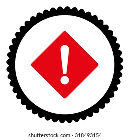 Error round stamp icon. This flat vector symbol is drawn with intensive red and black colors on a white background.