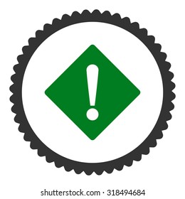 Error round stamp icon. This flat vector symbol is drawn with green and gray colors on a white background.
