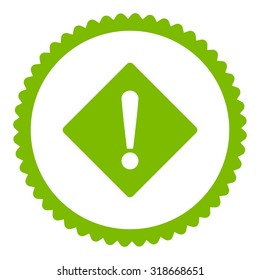 Error round stamp icon. This flat vector symbol is drawn with eco green color on a white background.