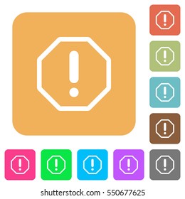 Error sign flat icons on rounded square vivid color backgrounds.