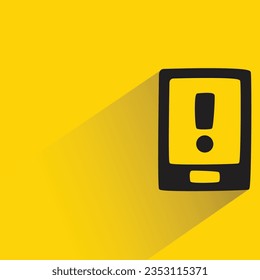 Fehlersmart phone mit Schatten auf gelbem Hintergrund