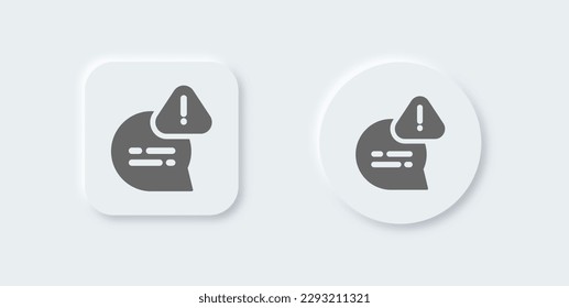 Error solid icon in neomorphic design style. Alert signs vector illustration.