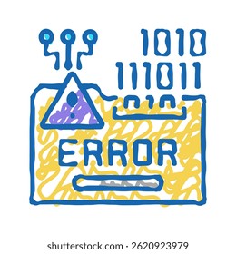 Sistema de error Vector de dibujo de icono de doodle. signo de sistema de error. ilustración de símbolo aislado