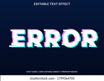 error text effect template with glitch style and bold font concept 