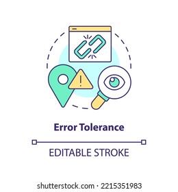 Error tolerance concept icon. Finding mistakes. Software safety. Usability testing abstract idea thin line illustration. Isolated outline drawing. Editable stroke. Arial, Myriad Pro-Bold fonts used