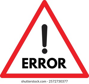 Error triangle icon with text . Alert sign . Triangle with exclamation mark and text . Attention icon vector	