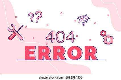 error typography word art background of icon screwdriver wrench question mark disconnect gear with outline style