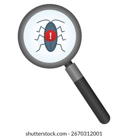 Error under magnifying glass icon. Vector illustration