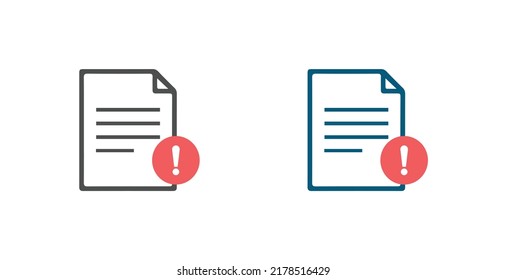 Error uploading document concept modern vector icon isolated on white background in trendy flat style. Document file error vector icon.