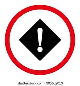 Error vector icon. This rounded flat symbol is drawn with intensive red and black colors on a white background.