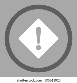 Error vector icon. This rounded flat symbol is drawn with dark gray and white colors on a silver background.