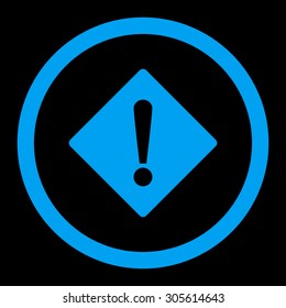 Error vector icon. This rounded flat symbol is drawn with blue color on a black background.