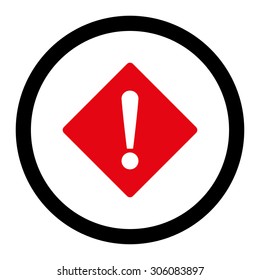Error vector icon. This rounded flat symbol is drawn with intensive red and black colors on a white background.