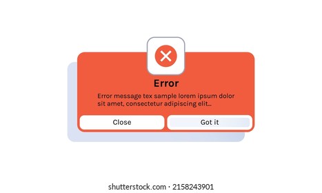 Error and warning messages app interface elements flat vector illustration. 
