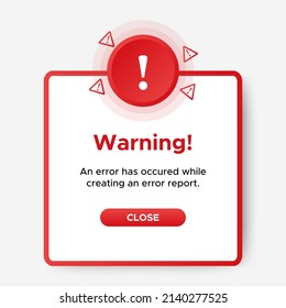 Error warning pop up banner design, themes and template. Professional web design, full set of elements. User-friendly design materials.
