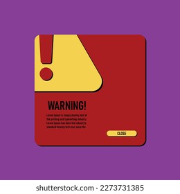 Error warning pop up banner design