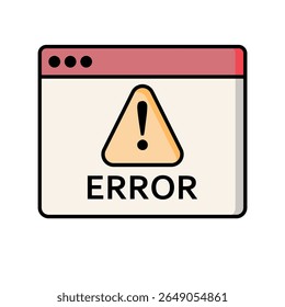 Error Warning Pop-Up Window – Flat Vector Illustration