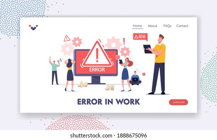 Error in Work Landing Page Template. Tiny Male and Female Characters Holding Gadgets. Website 404 Page Not Found, Broken Internet Connection Site Under Construction. Cartoon People Vector Illustration
