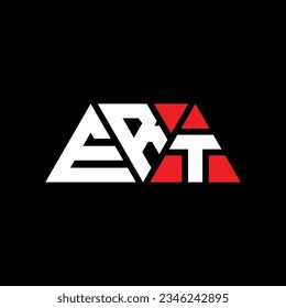 ERT triangle letter logo design with triangle shape. ERT triangle logo design monogram. ERT triangle vector logo template with red color. ERT triangular logo Simple, Elegant, and Luxurious design.