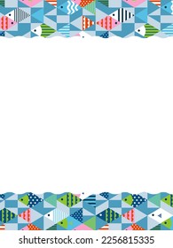 ertical frame of geometric fish pattern