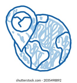 ertnkuake geolocation sketch icon vector. Hand drawn blue doodle line art ertnkuake geolocation sign. isolated symbol illustration
