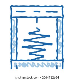 vector de icono de esbozo de acción ertnquake. Señal de acción del terremoto de la línea azul del doodle dibujada a mano. ilustración de símbolo aislado