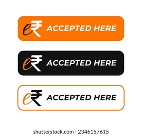 e-rupi erupee accepted here buttons set for digital payments vector