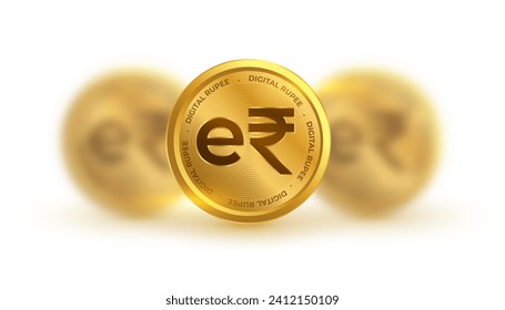 e-rupi erupee digital coin virtual currency background vector