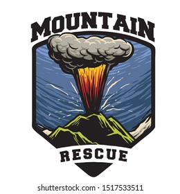 erupted mountain rescue vector design