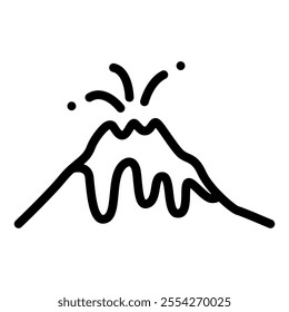 An erupting mountain. Mountain icon in line style