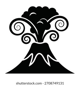 Vector de arte de volcán en erupción, ilustración