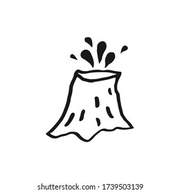 Erupting volcano. Doodle volcano. Vector illustration of volcano.