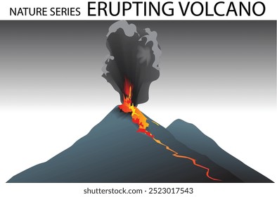 an erupting volcano eject hot lava