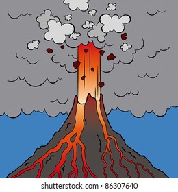 Erupting volcano, EPS 8, CMYK.