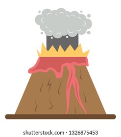 Erupting volcano flat icon design 