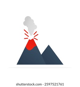erupting volcano icon, colored flat vector. modern and minimalist design