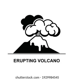 erupting volcano icon isolated on white background vector illustration.