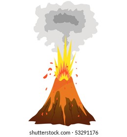 Erupting volcano icon isolated on white vector