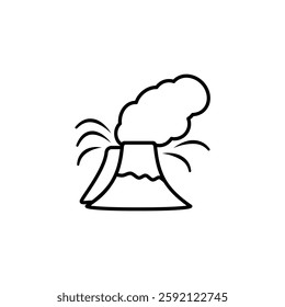erupting volcano icon, simple flat style, illustration, logo sign symbol pictogram template, for ui or ux isolated on white for mobile app, editable
