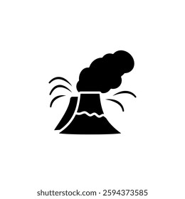 erupting volcano icon, simple flat style, illustration, logo sign symbol pictogram template, for ui or ux isolated on white for mobile app, editable